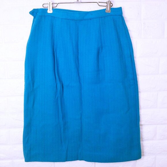 Vintage 60s Wiggle Pencil Skirt Lady-L(12) Union Wool Asymmetrical Kick Pleat - Picture 6 of 11